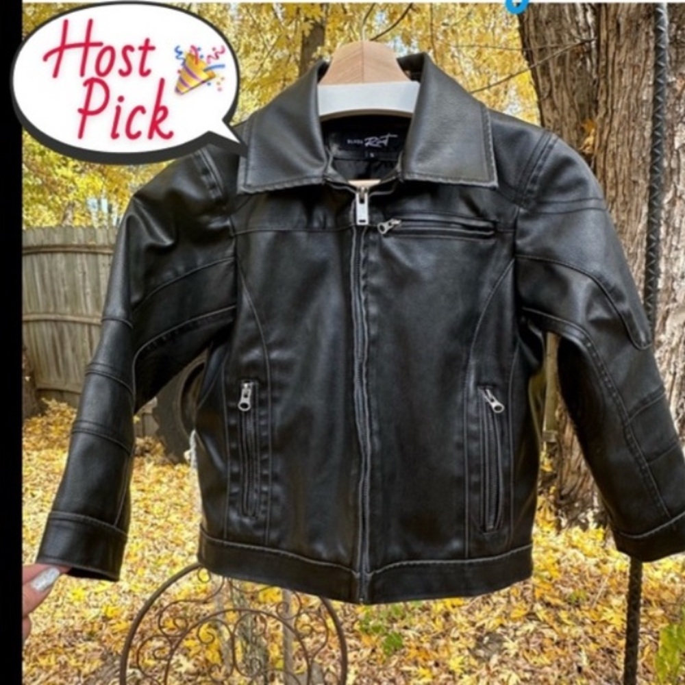 Black Rivet moto jacket size S That says it ALL! Adorable!! Lil’Biker in us all